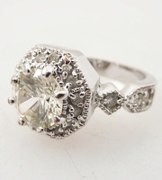 Vintage Octagonal Set Cubic Zirconia Costume Engagement