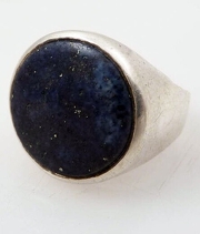 Vintage Lapis and Sterling Lunar Ring Sz 6.5