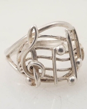 Vintage Beau Sterling Lines of Music Ring Sz 5