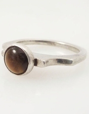 Vintage Arhictectural Sterling and Tiger's Eye Ring Sz 6.75