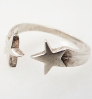 Vintage Twin Star Sterling Adjustable Ring-Size 8.75