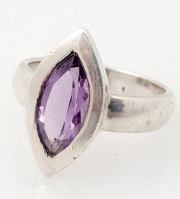 Vintage Tear Drop Amethyst Sterling Ring - Size 7.75