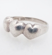 Vintage Sterling Lovey Hearts Ring-Size 7.25