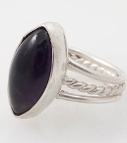 Vintage Sterling Deep Dark Amethyst Ring-Size 6