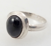 Vintage Sterling and Obsidian Ring-Size 6.5