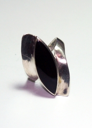 Vintage Onyx Orbital Sterling Ring-Size 6.75