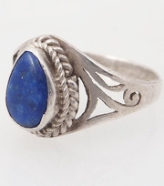 Vintage Ocean Breeze Sterling and Lapis Ring-Size 6.75