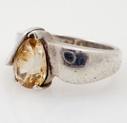 Vintage Modern Twist Sterling and Citrine Ring size 7