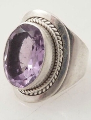 Vintage Mauve Amethyst and Sterling Ring Sz 7