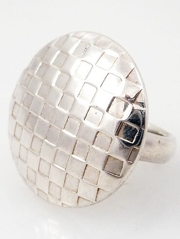 Vintage Large Sterling Checkered Circle Ring-Size 5.75