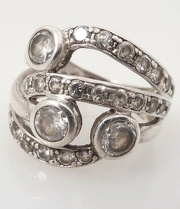 Vintage Intertwining Cubic Zirconia Sterling Bling Ring Sz