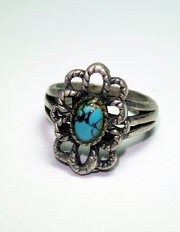 Vintage Floral Silver Ring-Size 7