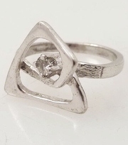 Vintage Entwined Crystal Sterling Ring Sz 8.25