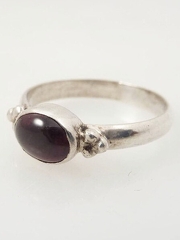 Vintage Deep Crimson Glass and Sterling Ring Sz 7.75