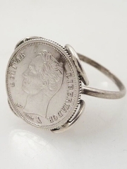 Vintage Bolivar Libertador Venezuelan Coin Sterling Ring-Size 7