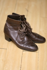 Vintage Brown Leather Lace up Granny booties Boots Size 3