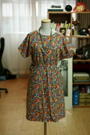 Vintage Japanese Orange Floral Dress