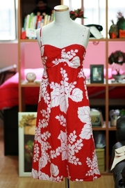 Vintage 90s Red Floral Hawaiian Sexy Hot Dress (Size M/L)