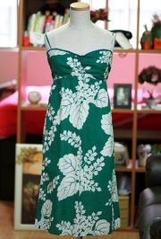 Vintage 90s Green Floral Hawaiian Sexy Lovely Dress (Size