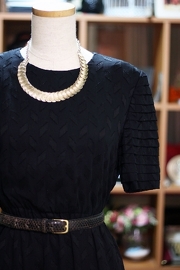 Vintage 70s Black Audrey Mod Dress (Size M)