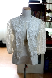 Vintage Off-White Lace Cardigan Jacket Bridal look