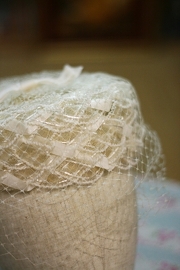 Vintage 60's Ivory Woven Bridal Pillbox Hat