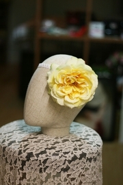 Handmade Yellow Silk Bridal Flower Hair Clip