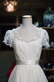 1950's Vintage Ivory lace Wedding Dress gown XS/S