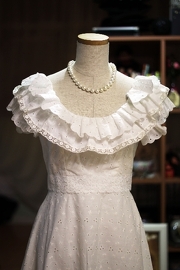 1960's Vintage White Cotton Eyelet lace trim Wedding Dres