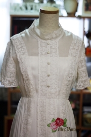 1970s Vintage White Wedding Dress Sz L