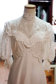 Vintage 1960s Victorian Revival White Wedding Gown
