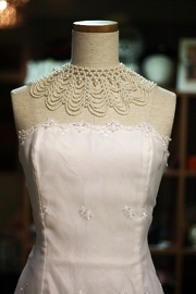 Vintage 1990s Strapless Wedding Lace Dress Sz M/L