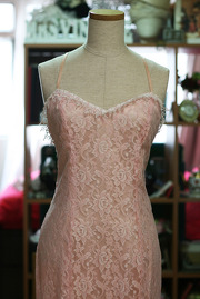 1980s Pink Sweet Lace Party Dress