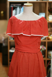 1970s Red with White Polka Dots Dress from Miss Elliette