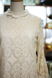 1950s White Lace Dress Sz M