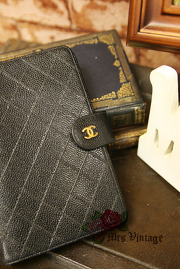 Authentic Vintage Chanel Agenda Black Caviar Leather Cover