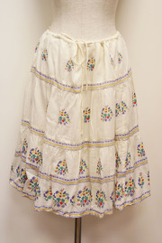 Vintage Creme Floral Cotton Skirt