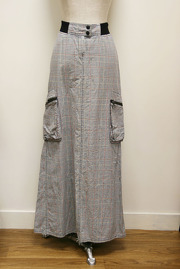 1990s Grey Checkers Long Skirt from Mango Sz 38