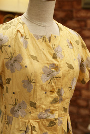 Vintage 1980s Yellow Floral Cotton Dress