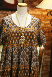 Vintage 1970s Brown Boho Dress