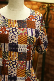 Vintage 1980s Ethnic Patchwork Pattern Dress