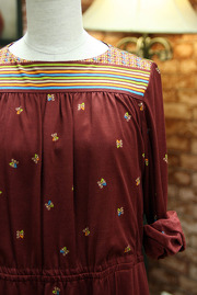 Vintage 1970s Maroon Japanese Dress