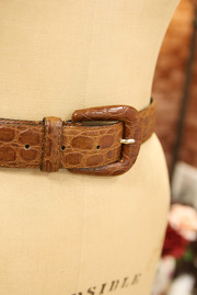 Vintage Brown Crocodile Skin Leather Belt