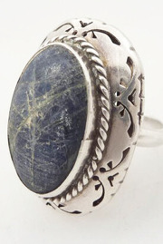 Adjustable Large Vintage Sterling and Sodalite Ring Size 8