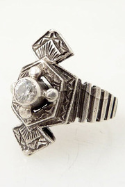 Vintage Gothic Cubic Zirconia Sterling Crusades Ring Size 6.5