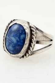 Vintage Blue Composite Stone Sterling Ring Size 7.75