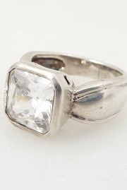 Vintage Square Faceted Cubic Zirconia Sterling Honey Ring Size 6