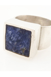 Vintage Sodalite Square Sterling Ring Size 7.5