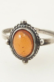 Vintage Amber Looking Glass Sterling Ring Size 8.5