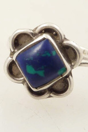 Vintage Gentle Azurite and Malachite Sterling Ring Size 6.5